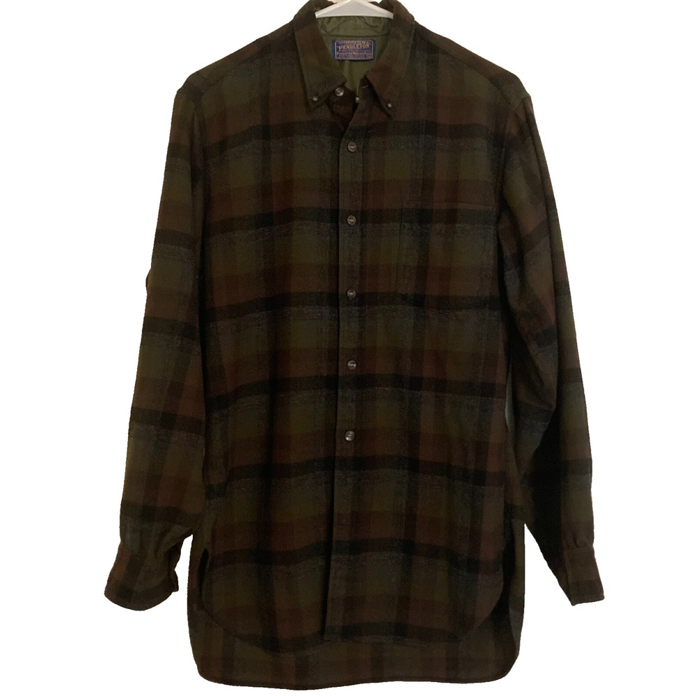 Vintage 1950's Pendleton 100% Pure Virgin Wool Long Sleeve Button Down, Medium